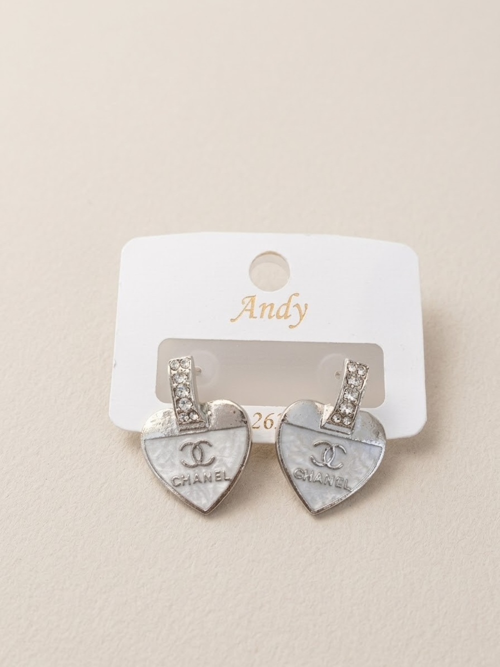 Brand NEW Silver Heart Drop Earrings with Crystal Accents